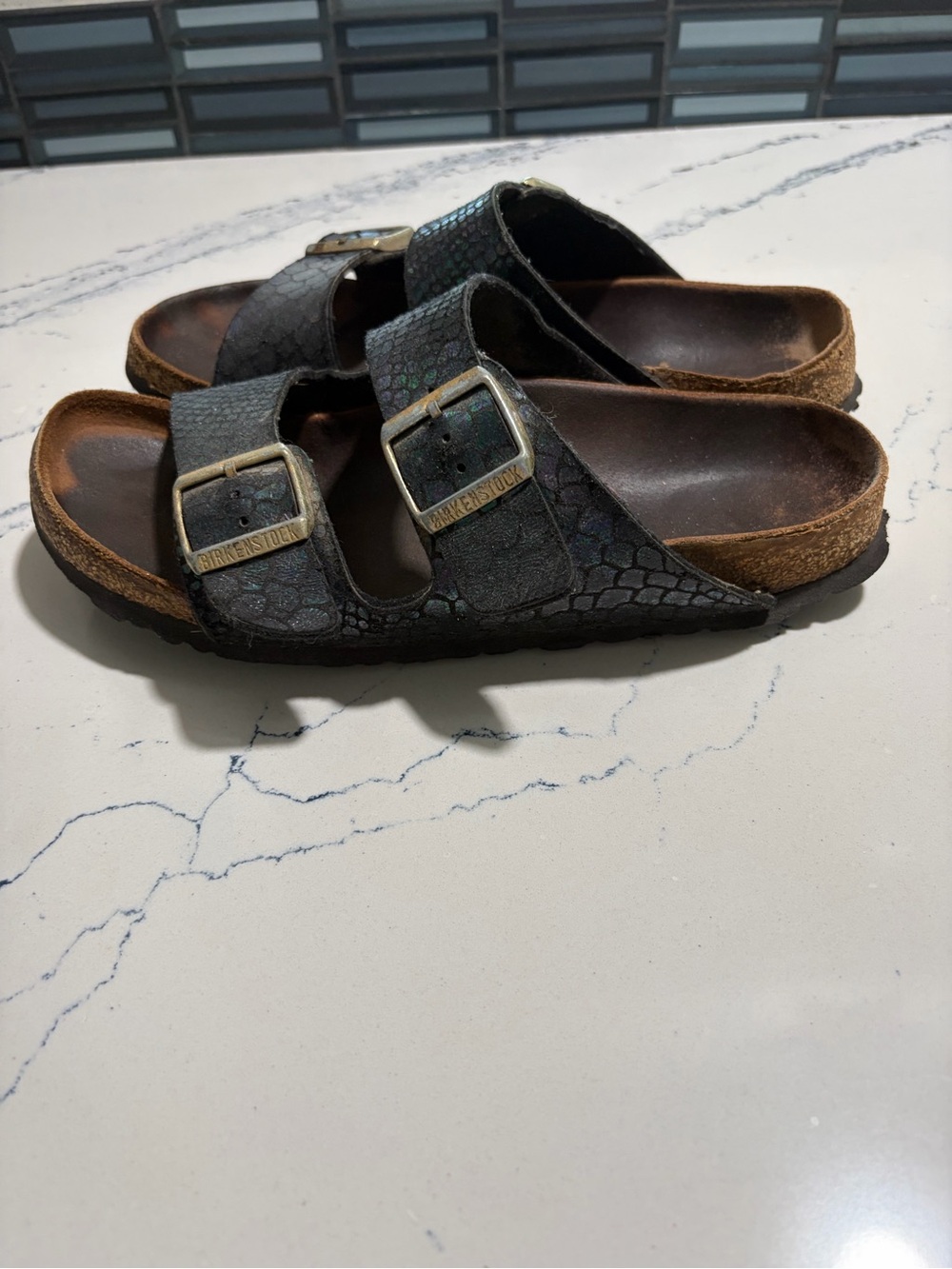 Birkenstock mermaid Black Double-Buckle Slide Sandals size 40 - Picture 5 of 10